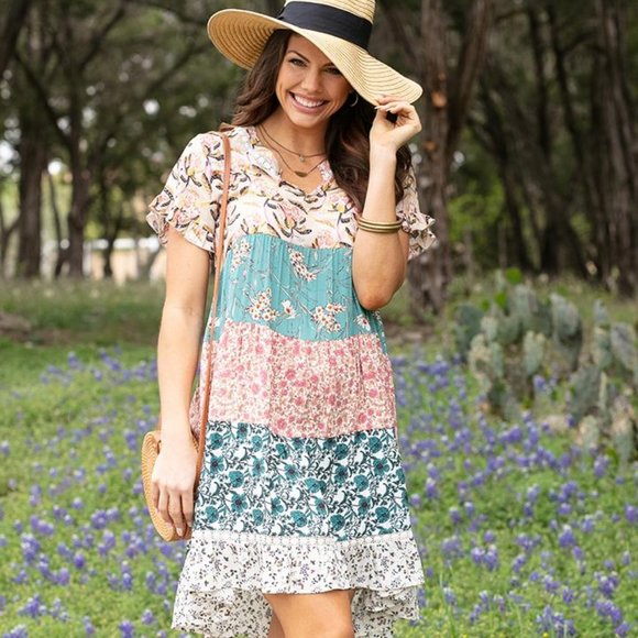 NWT Grace & Lace Patchwork Peasant Tunic Dress - Picture 7 of 8